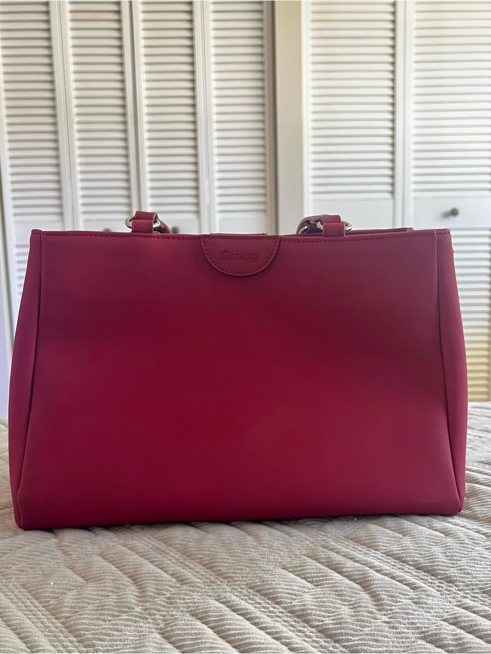 O bag Deep Red Structured Shoulder Tote